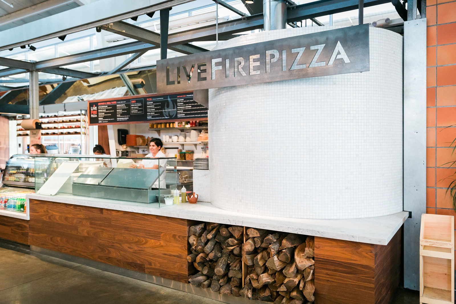 The Live Fire Pizza stand at Oxbow Market